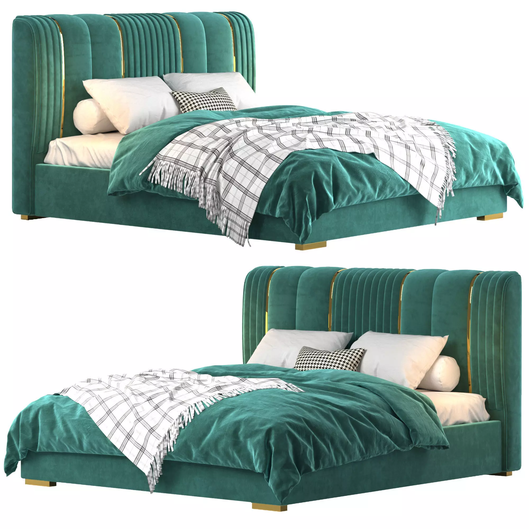 Light Luxury Bed Modern Simple Master Bedroom 3D model