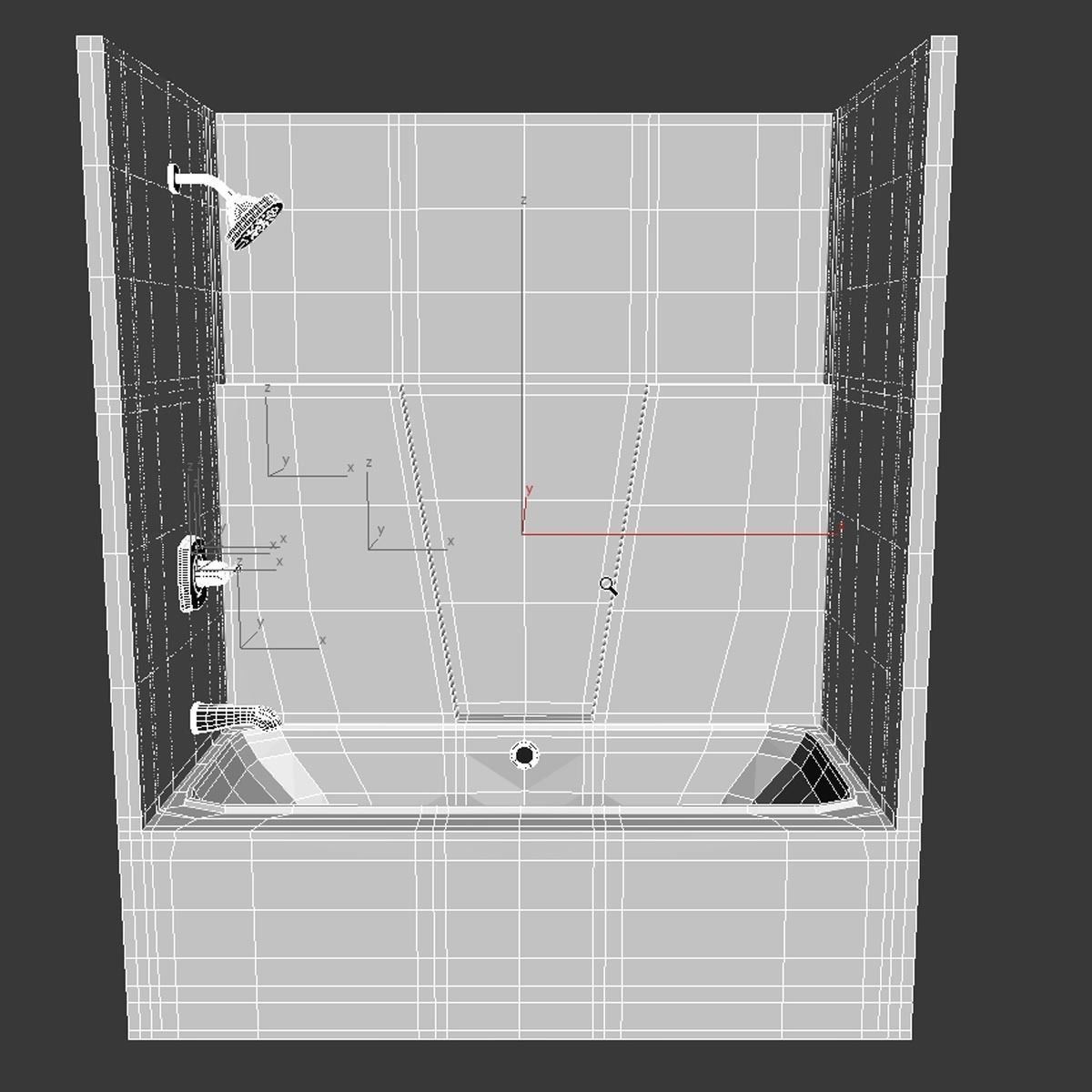 Maax BG6034C AcrylX Alcove Center Drain One-Piece Tub Shower 3D model_5