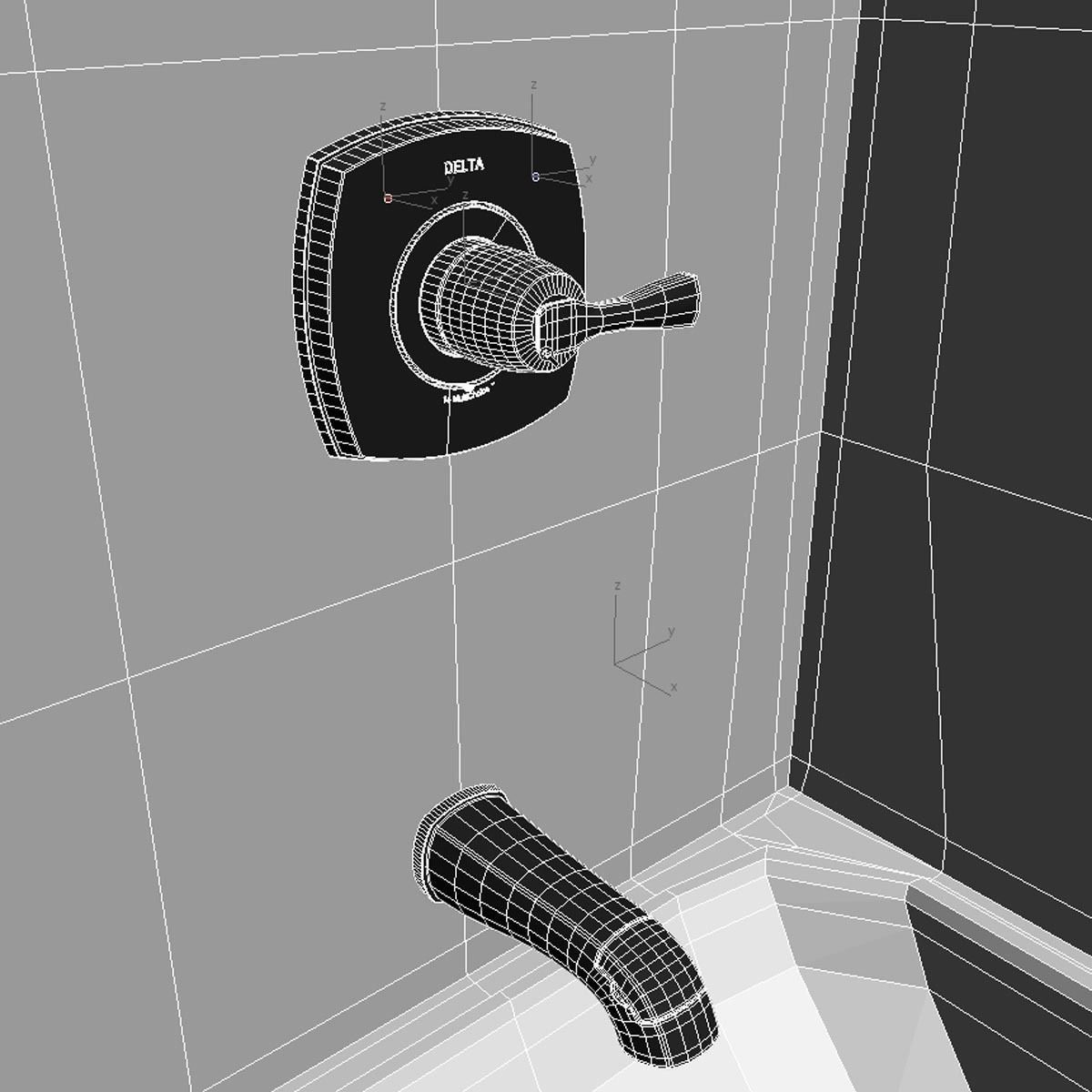 Maax BG6034C AcrylX Alcove Center Drain One-Piece Tub Shower 3D model_7