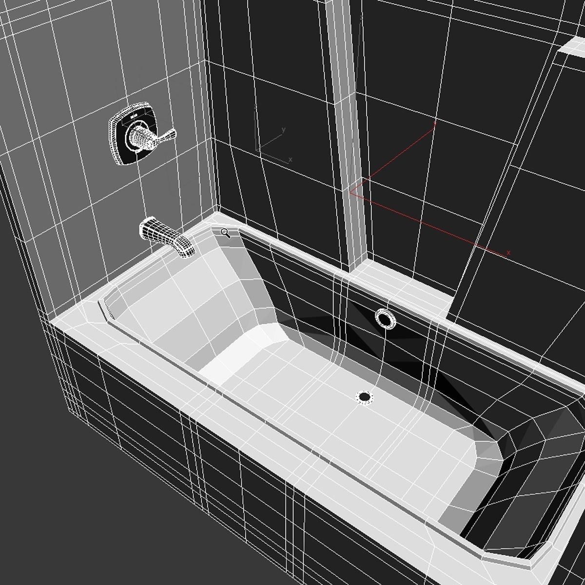Maax BG6034C AcrylX Alcove Center Drain One-Piece Tub Shower 3D model_6