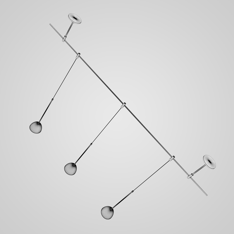 Triple Ceiling Lamp 22 3D model_2