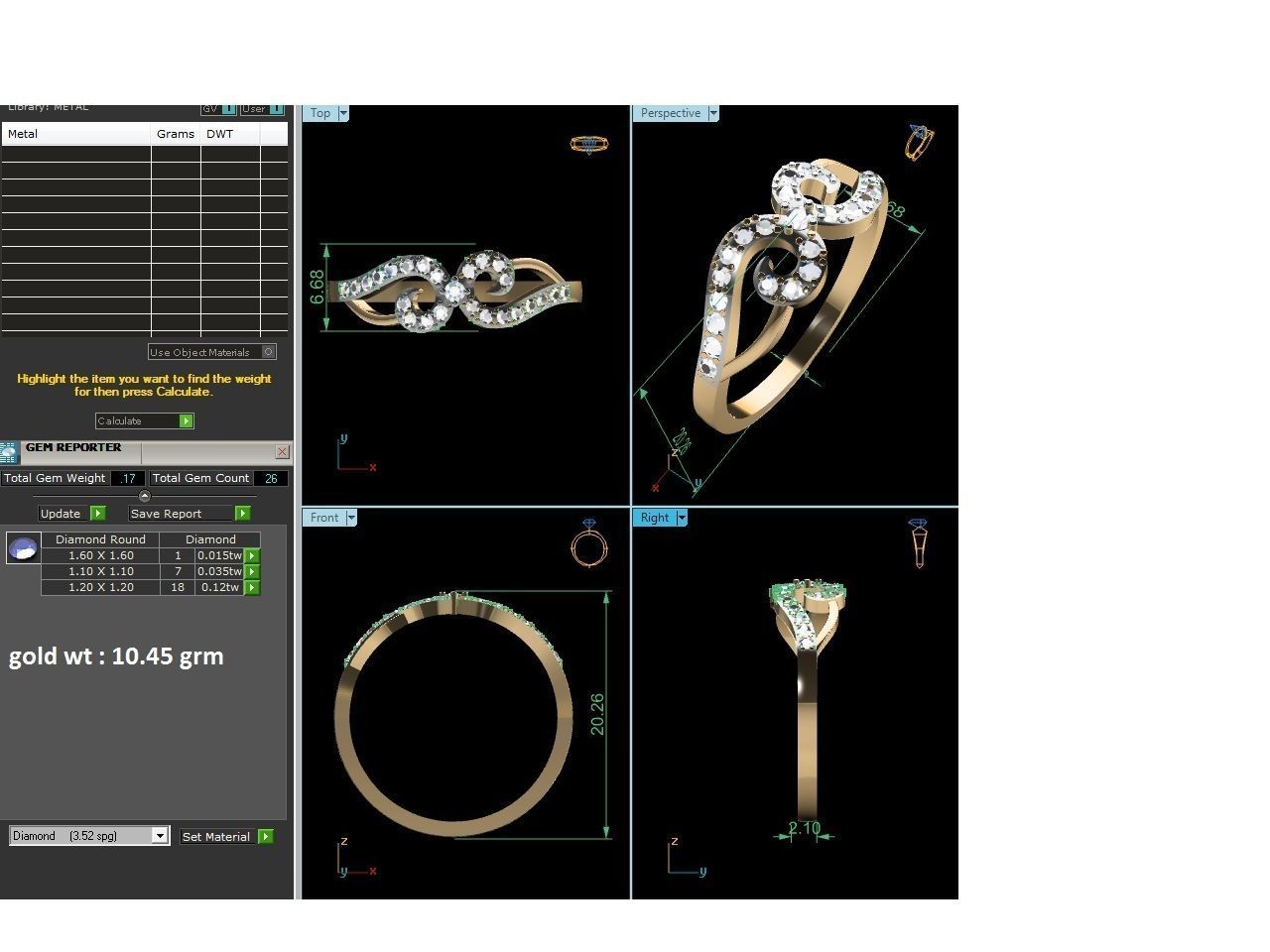 Diamond Ring For Women 3d Print Model 3D print model_3