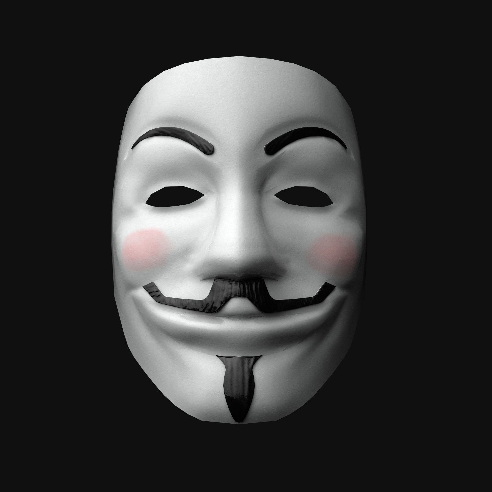 V for Vendetta - Guy Fawkes - Anonymous Mask Free low-poly 3D model_2