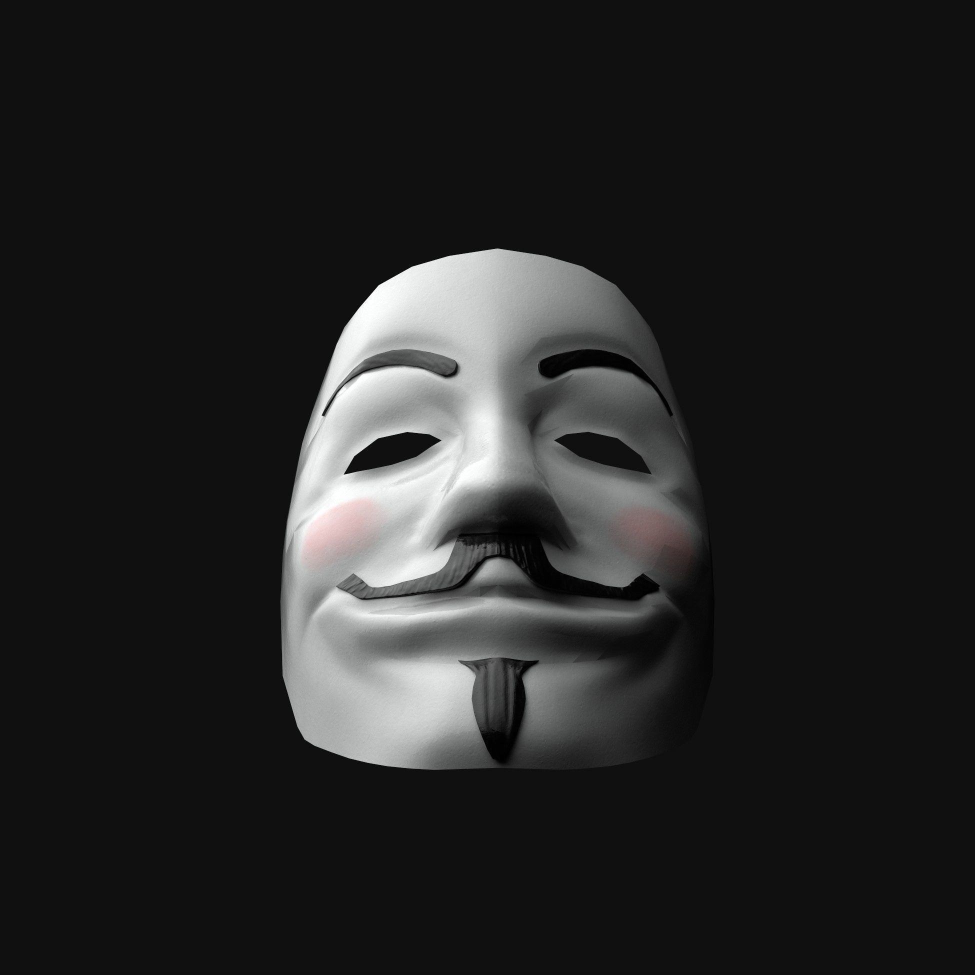 V for Vendetta - Guy Fawkes - Anonymous Mask Free low-poly 3D model_4