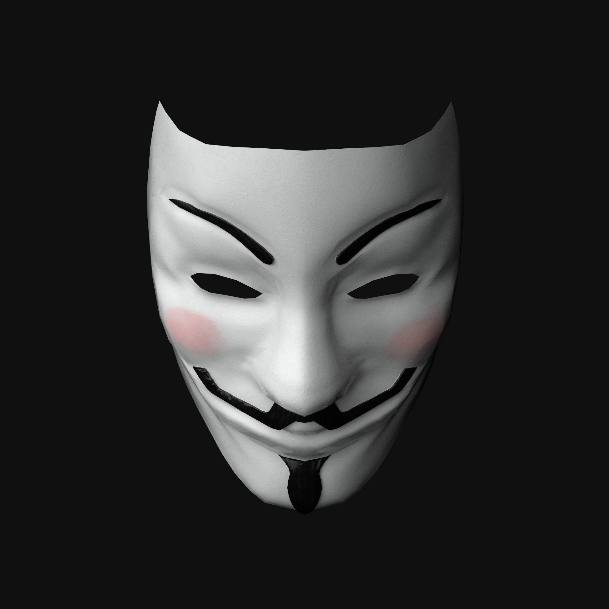 V for Vendetta - Guy Fawkes - Anonymous Mask Free low-poly 3D model_3