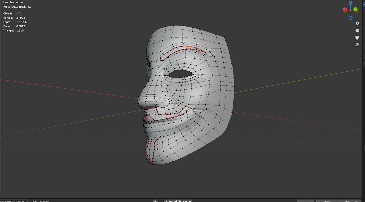 V for Vendetta - Guy Fawkes - Anonymous Mask Free low-poly 3D model_10
