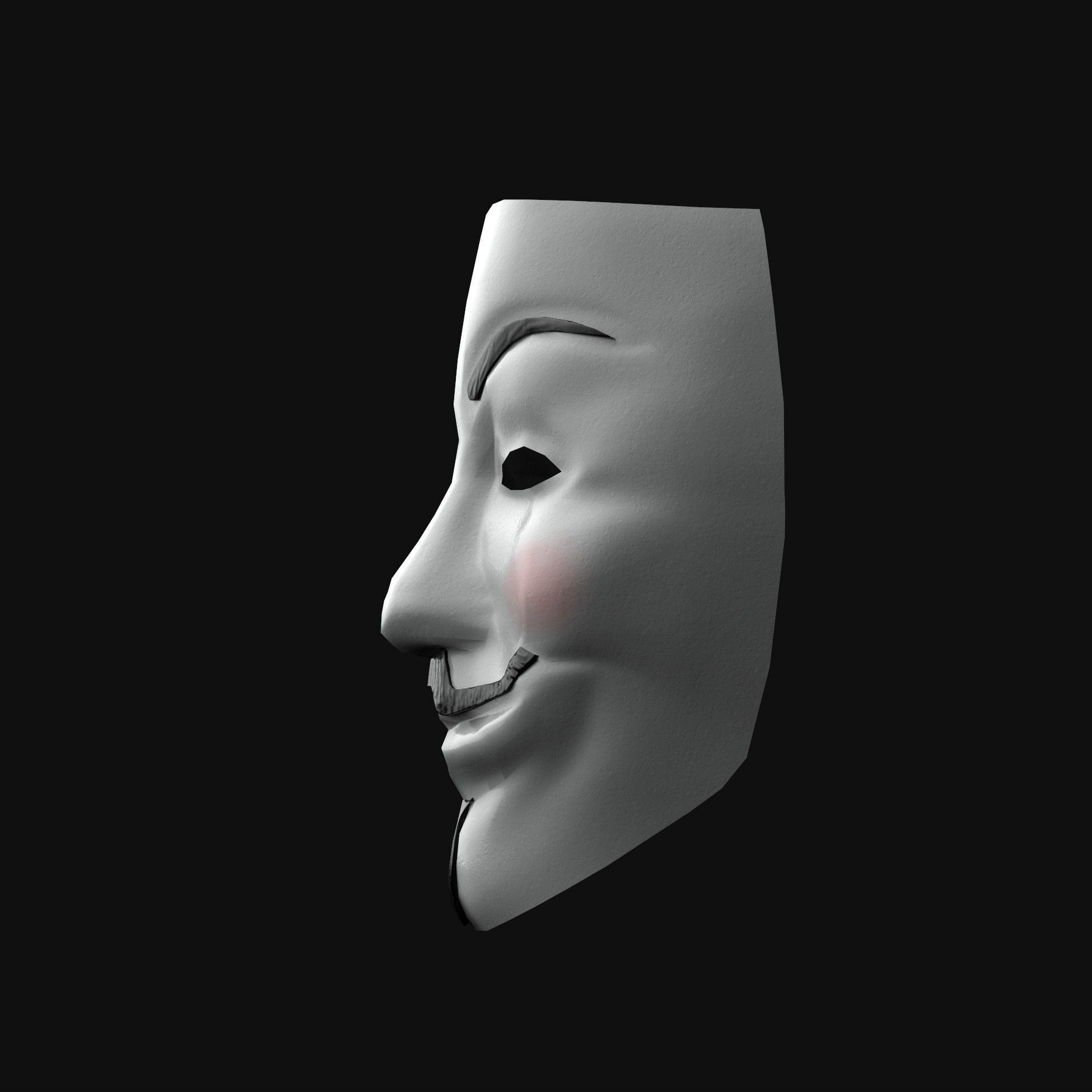 V for Vendetta - Guy Fawkes - Anonymous Mask Free low-poly 3D model_5