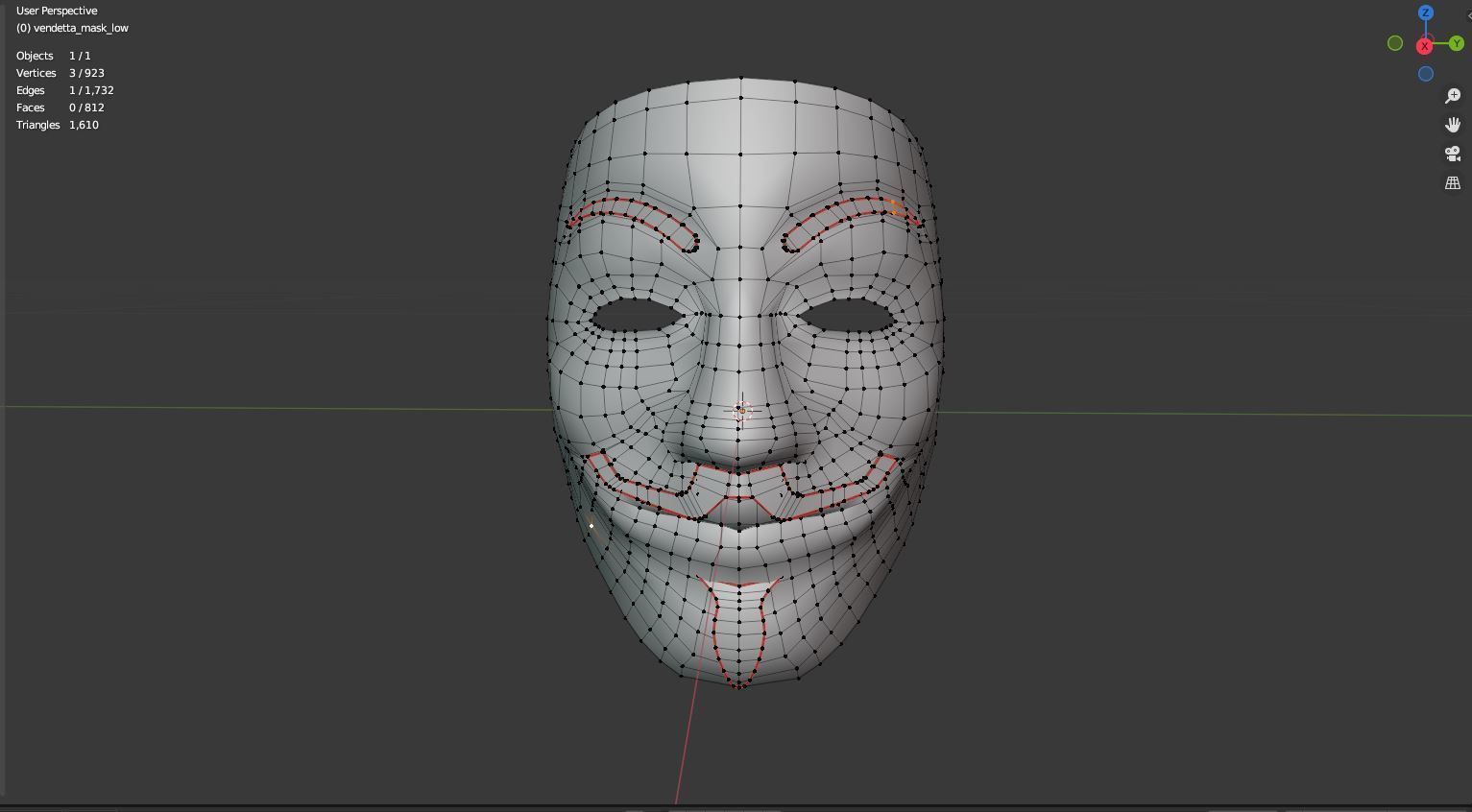 V for Vendetta - Guy Fawkes - Anonymous Mask Free low-poly 3D model_8