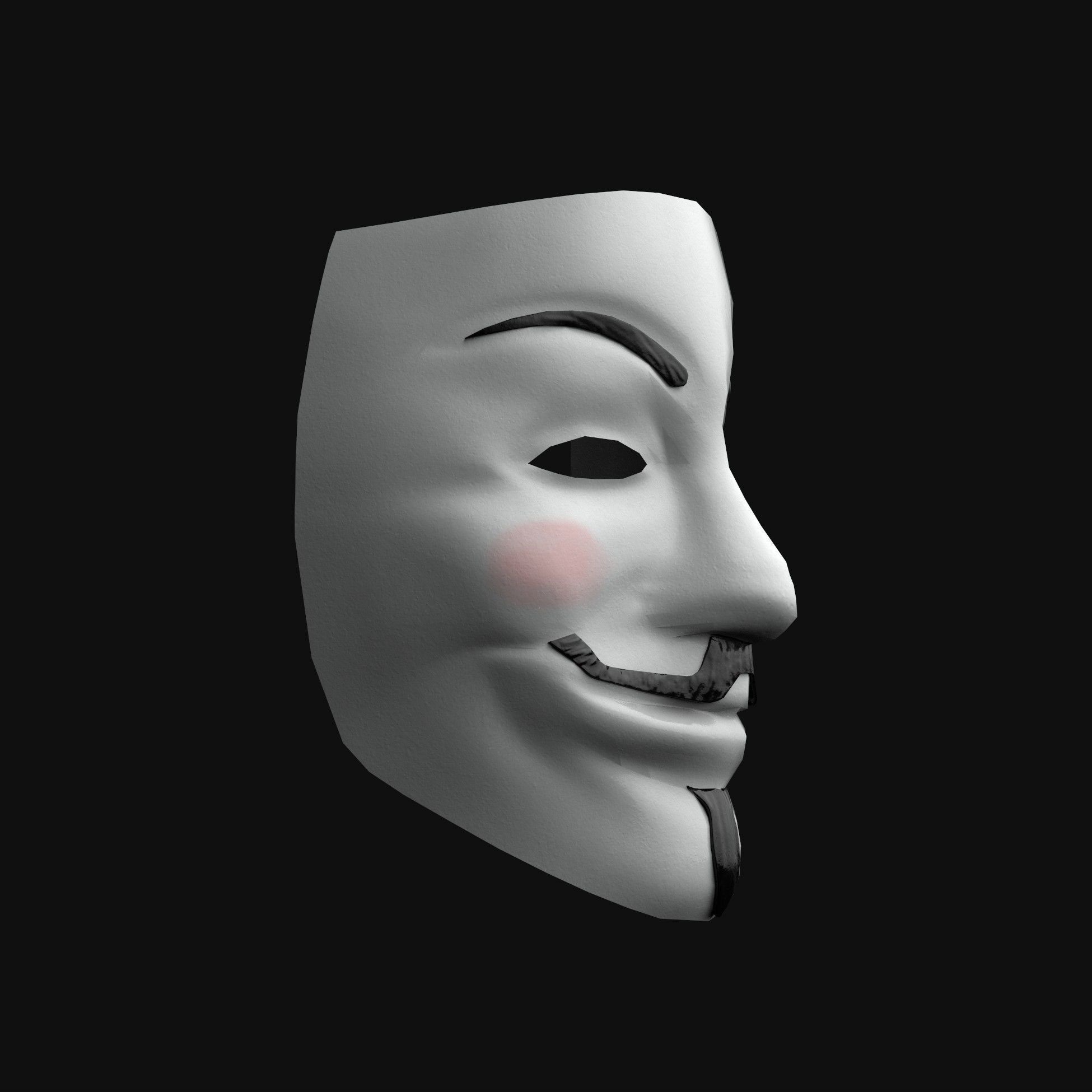 V for Vendetta - Guy Fawkes - Anonymous Mask Free low-poly 3D model_6