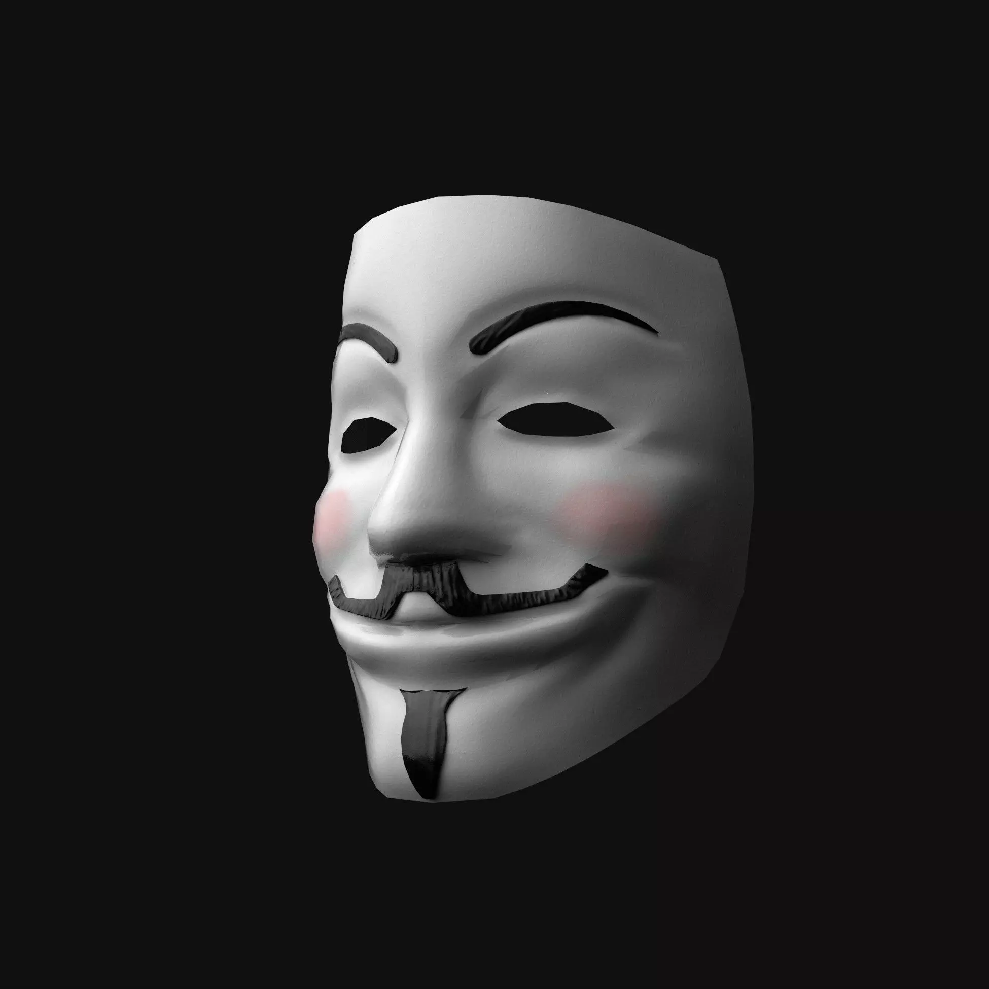 V for Vendetta - Guy Fawkes - Anonymous Mask Free low-poly 3D model_0