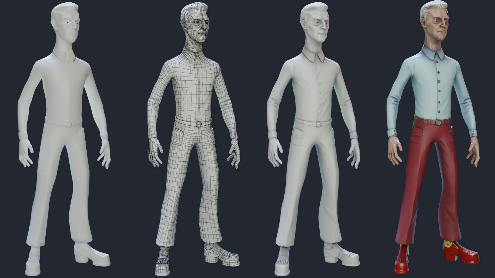 Cyberpunk character in 80s style - LowPoly - GameReady - Riged Low-poly 3D model_3