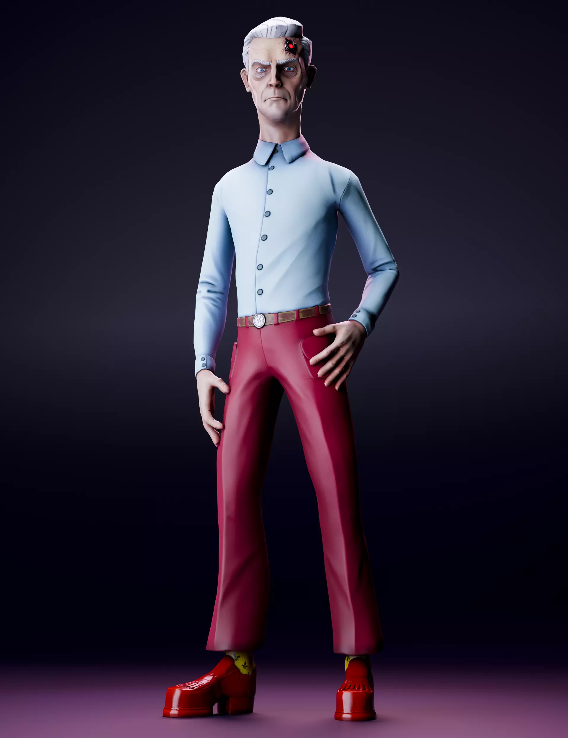 Cyberpunk character in 80s style - LowPoly - GameReady - Riged Low-poly 3D model_0