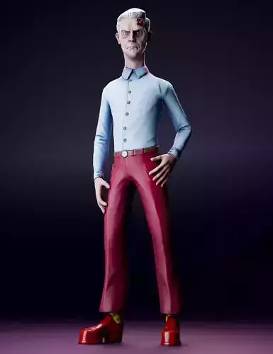 Cyberpunk character in 80s style - LowPoly - GameReady - Riged