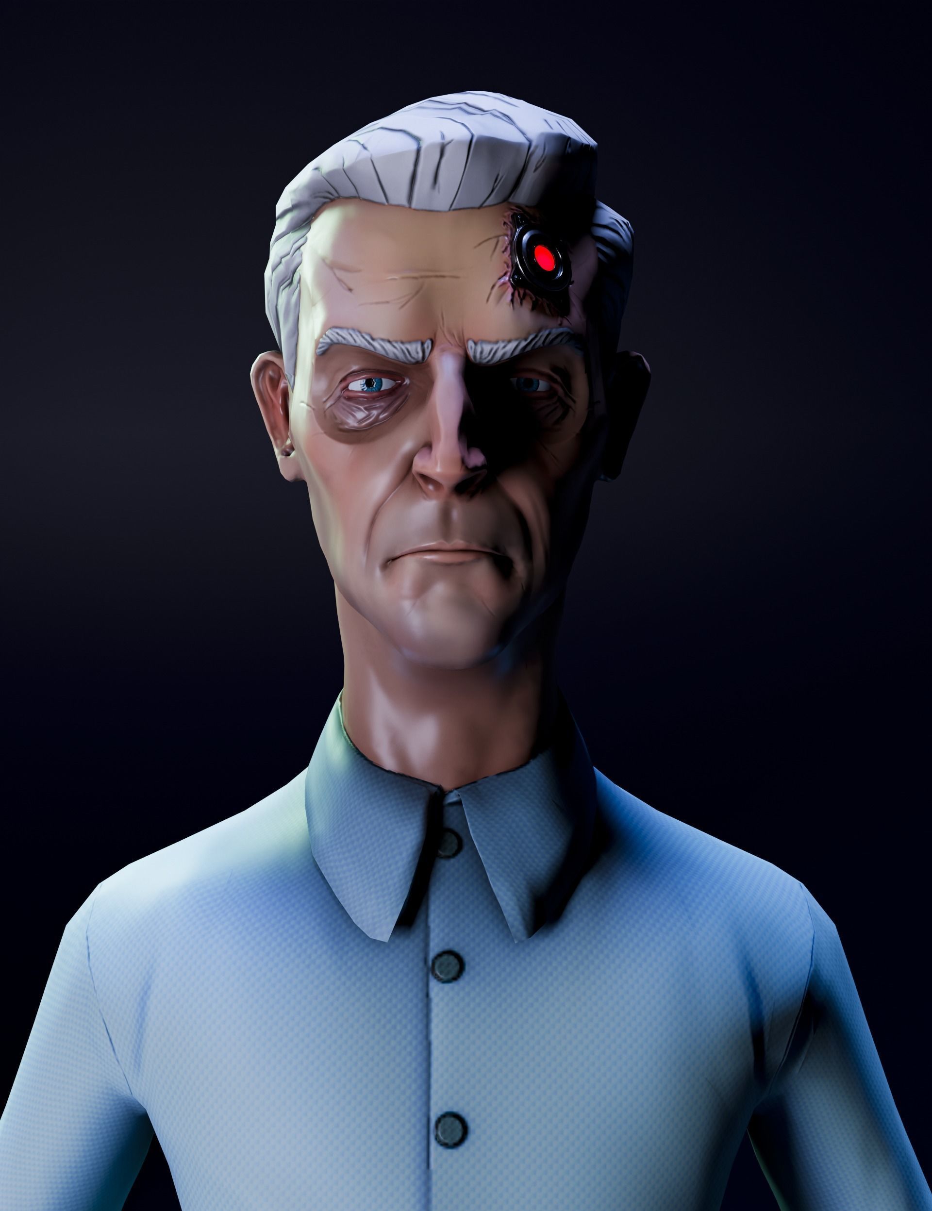 Cyberpunk character in 80s style - LowPoly - GameReady - Riged Low-poly 3D model_2