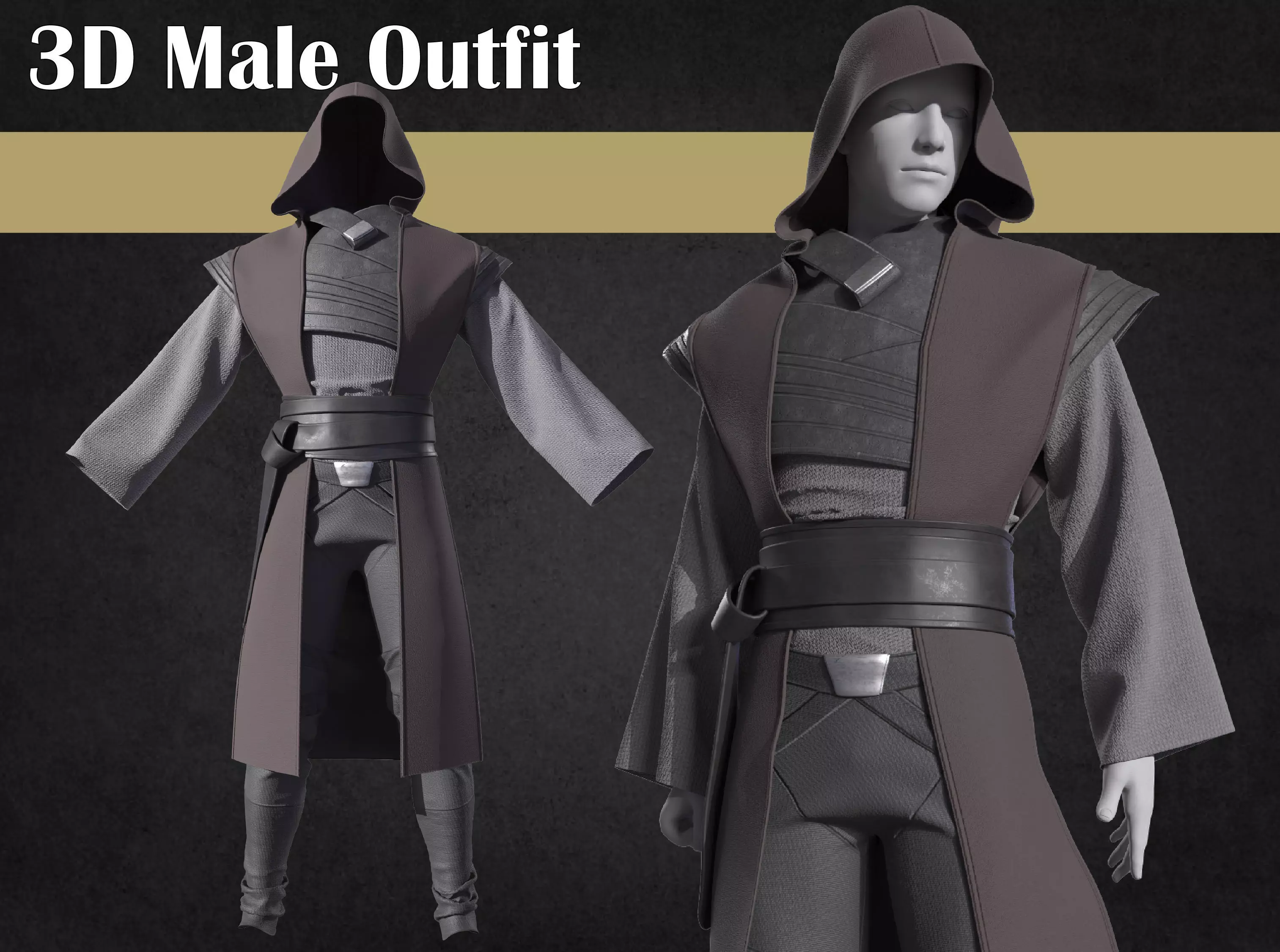 Jedi outfit character clothing 3D model_0
