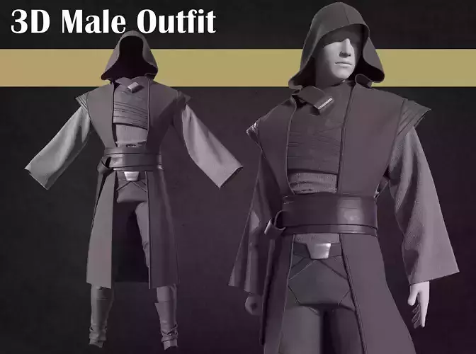 Jedi outfit character clothing 3D model