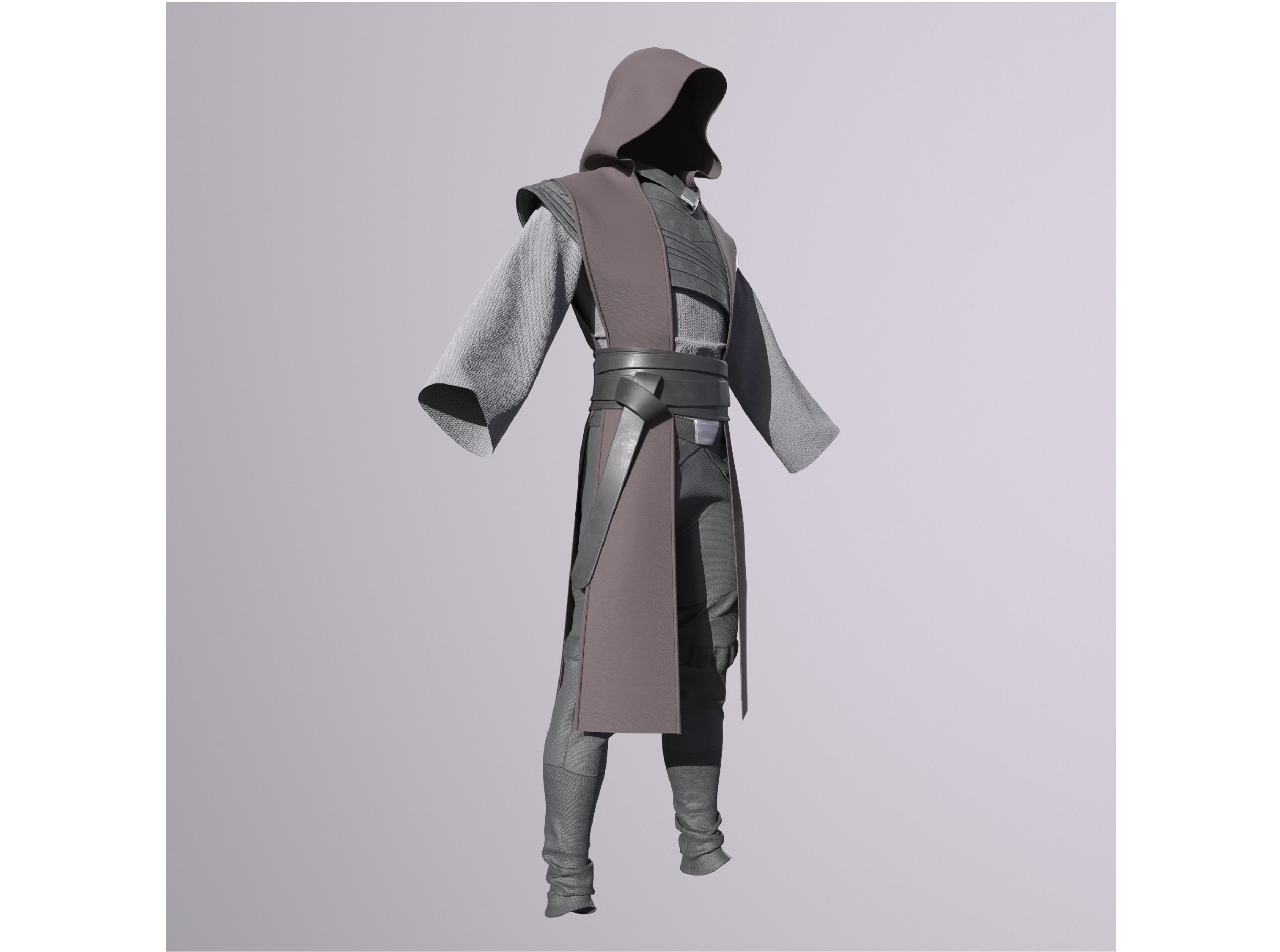 Jedi outfit character clothing 3D model_5