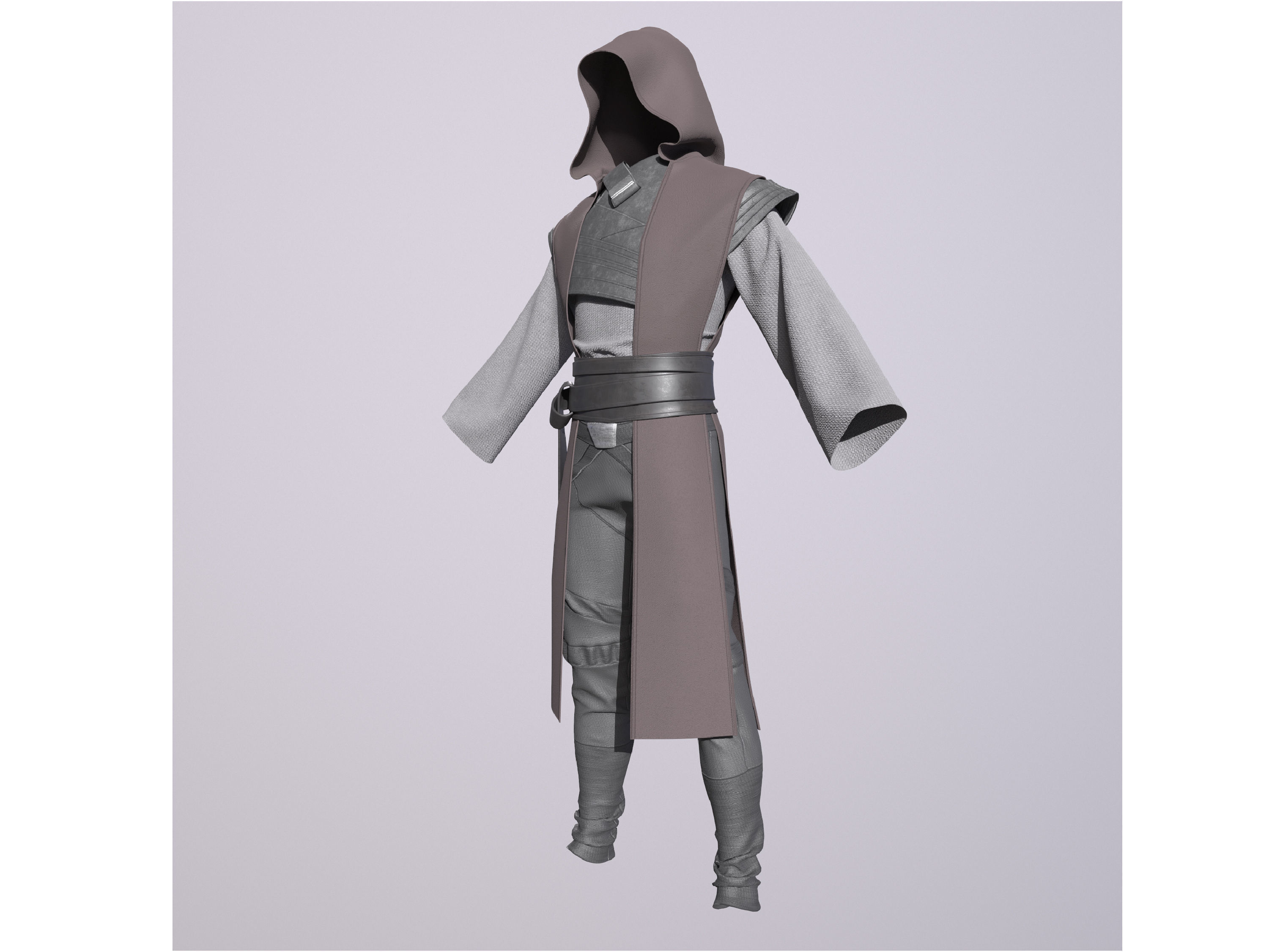 Jedi outfit character clothing 3D model_4