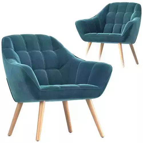 Velour armchair blue KARIS 3D model