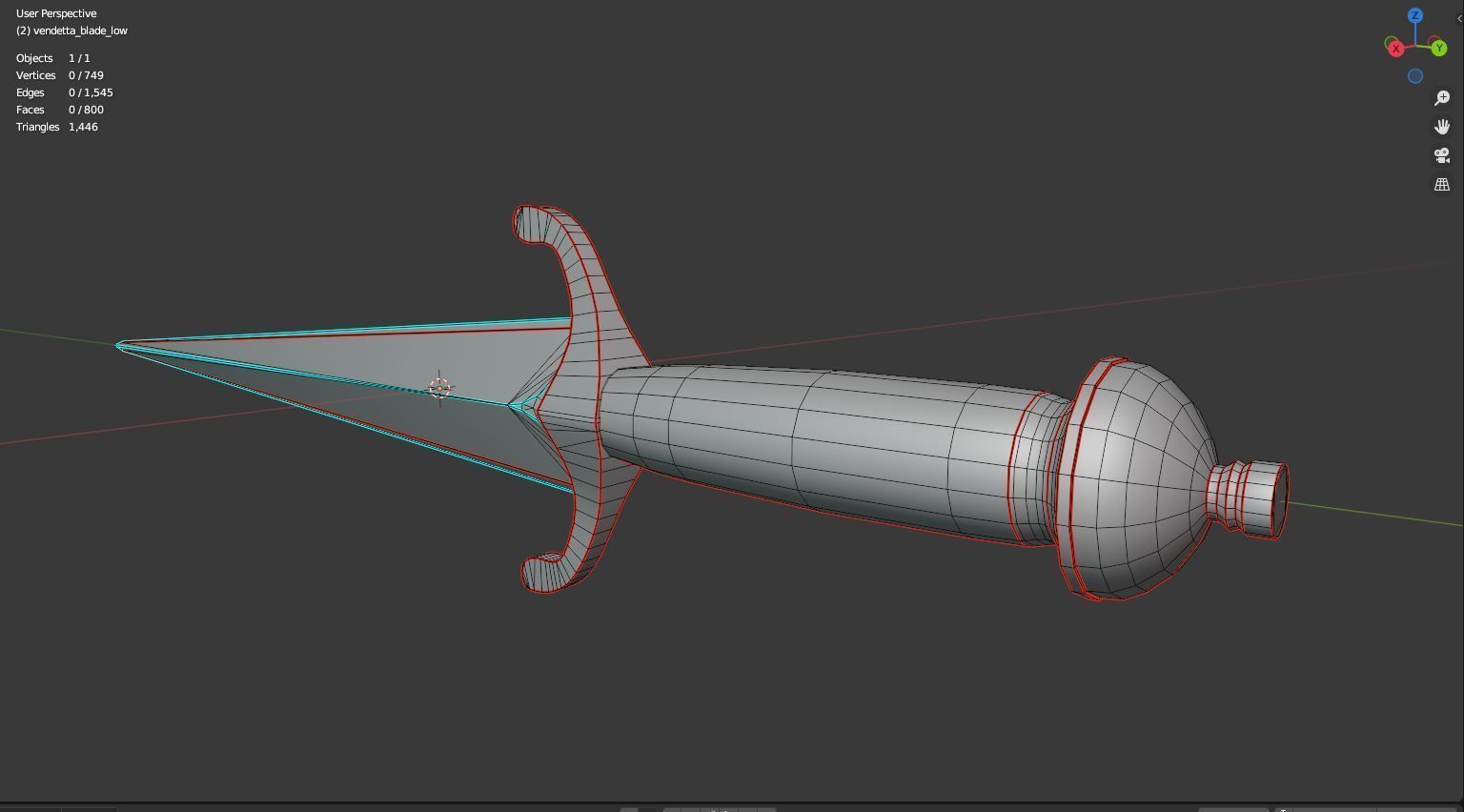V for Vendetta Guy Fawkes Knife Low-poly 3D model_9