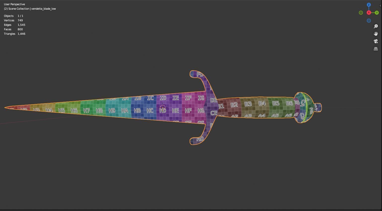 V for Vendetta Guy Fawkes Knife Low-poly 3D model_8