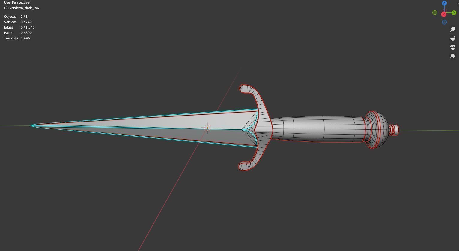 V for Vendetta Guy Fawkes Knife Low-poly 3D model_7