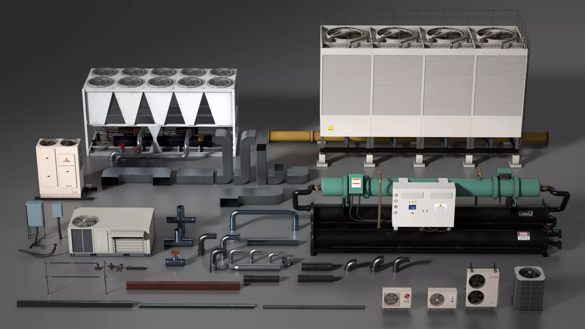 Air Conditioner Set 01 3D Model Collection_0