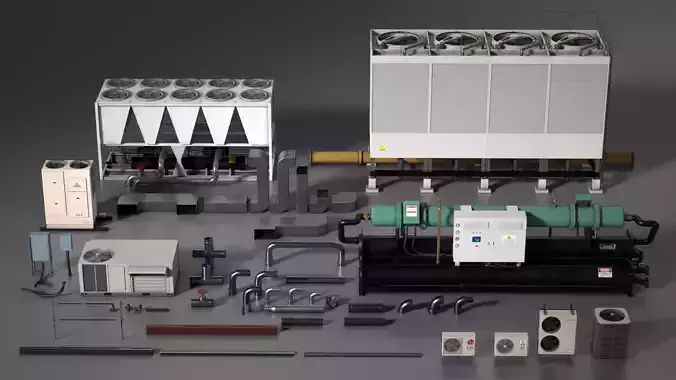 Air Conditioner Set 01 3D Model Collection