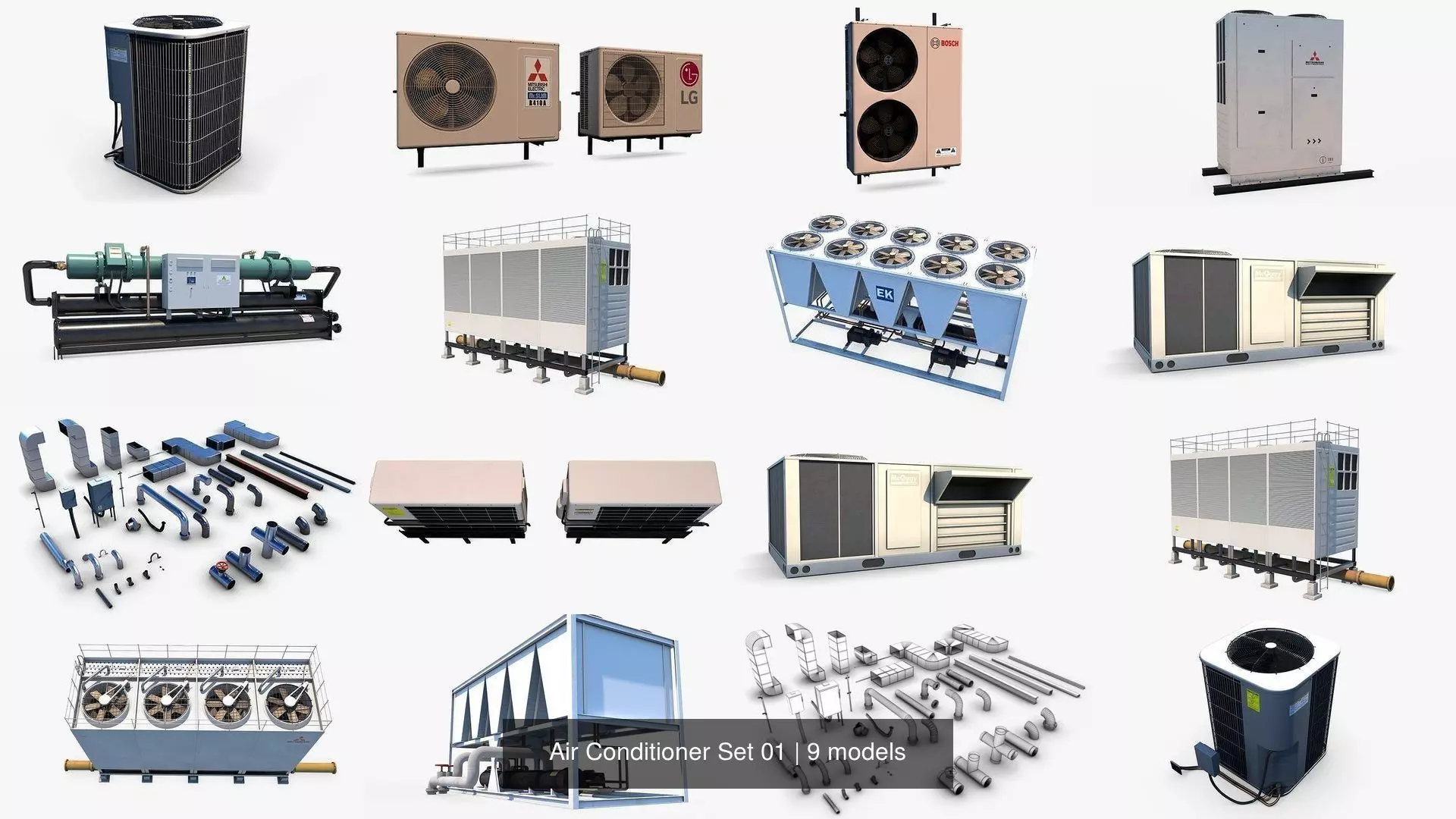 Air Conditioner Set 01 3D Model Collection_10