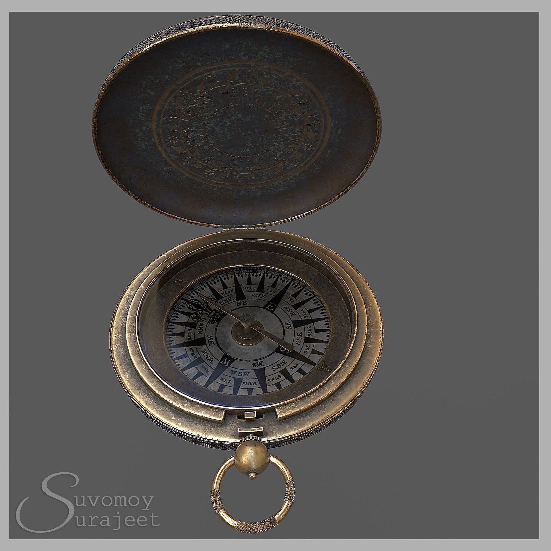 Compass Low-poly 3D model_3