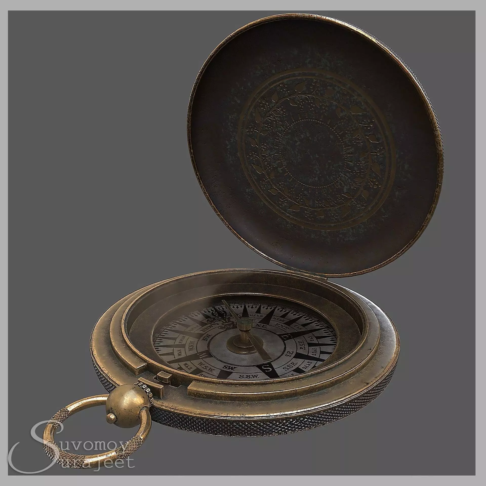 Compass Low-poly 3D model_0