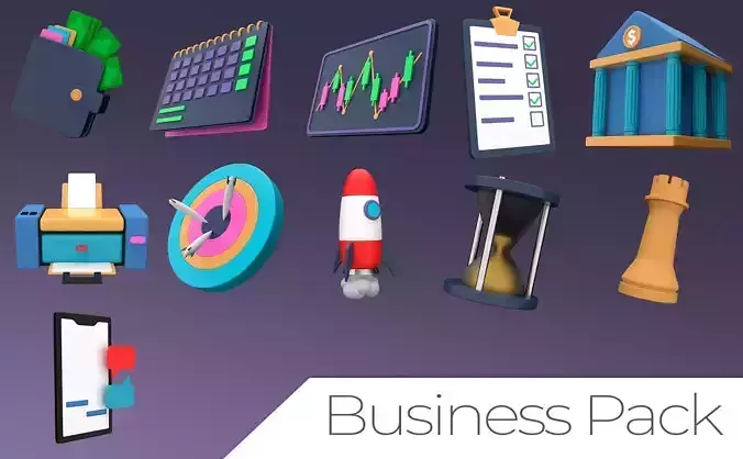 Business 3D Pack Icons 3D model