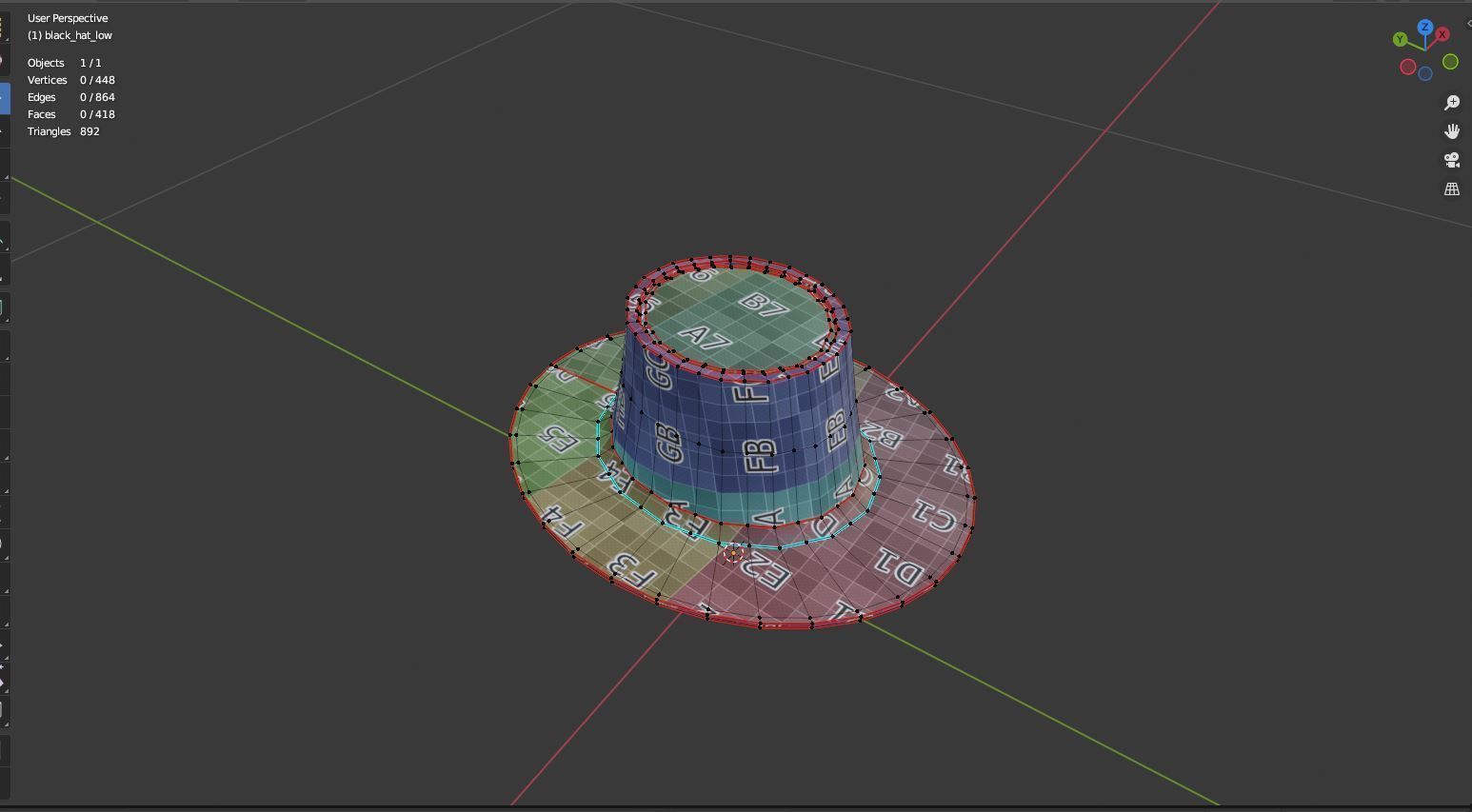 Black Top Hat -Vendetta Hat Low-poly 3D model_7