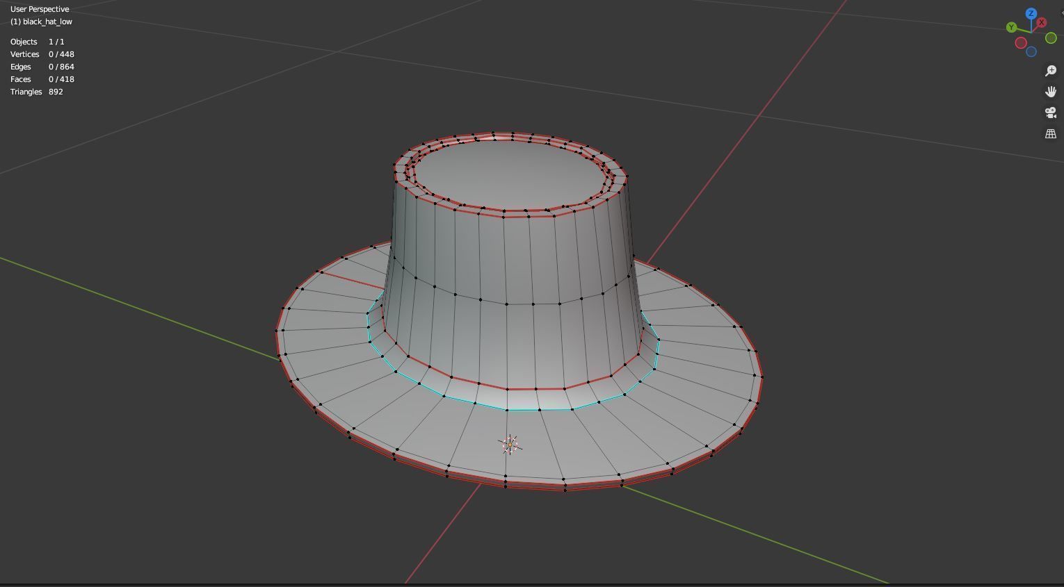 Black Top Hat -Vendetta Hat Low-poly 3D model_6