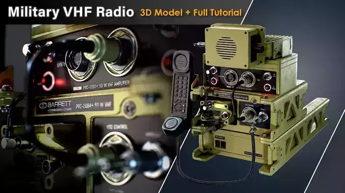 Military VHF Radio Low-poly 3D model