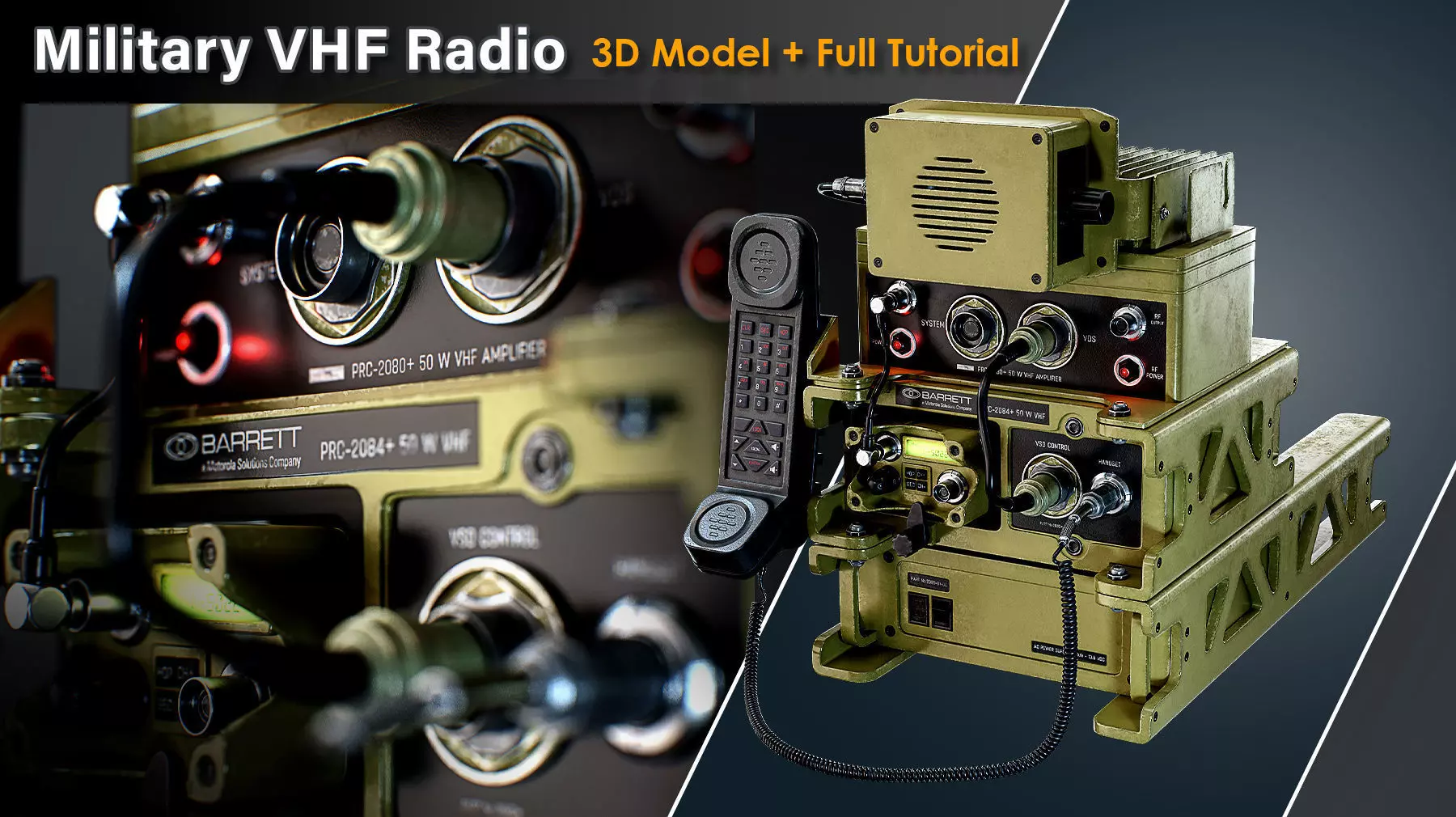 Military VHF Radio Low-poly 3D model_0
