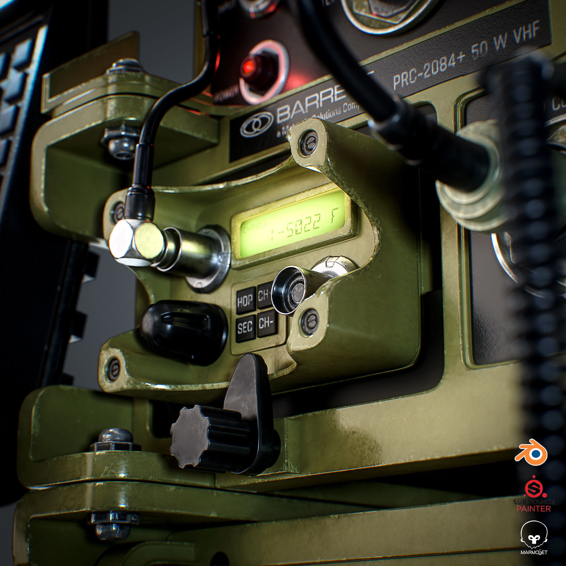 Military VHF Radio Low-poly 3D model_6