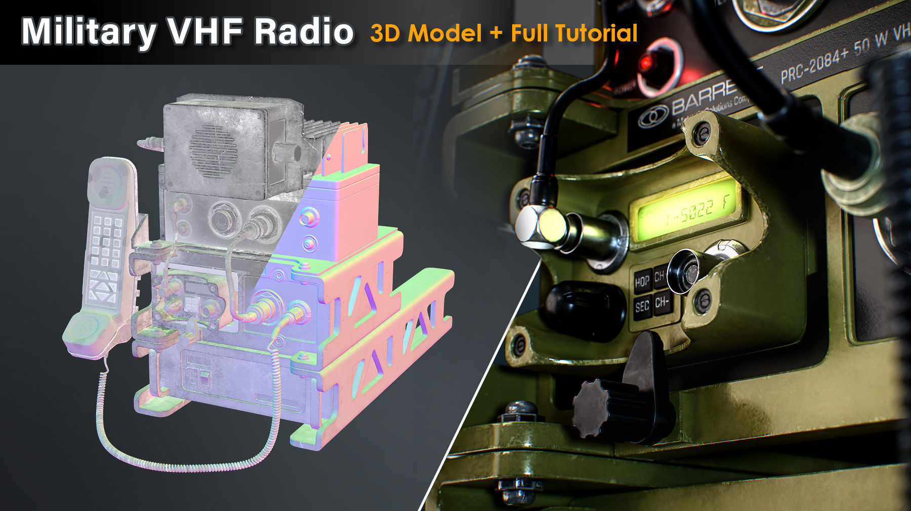 Military VHF Radio Low-poly 3D model_4