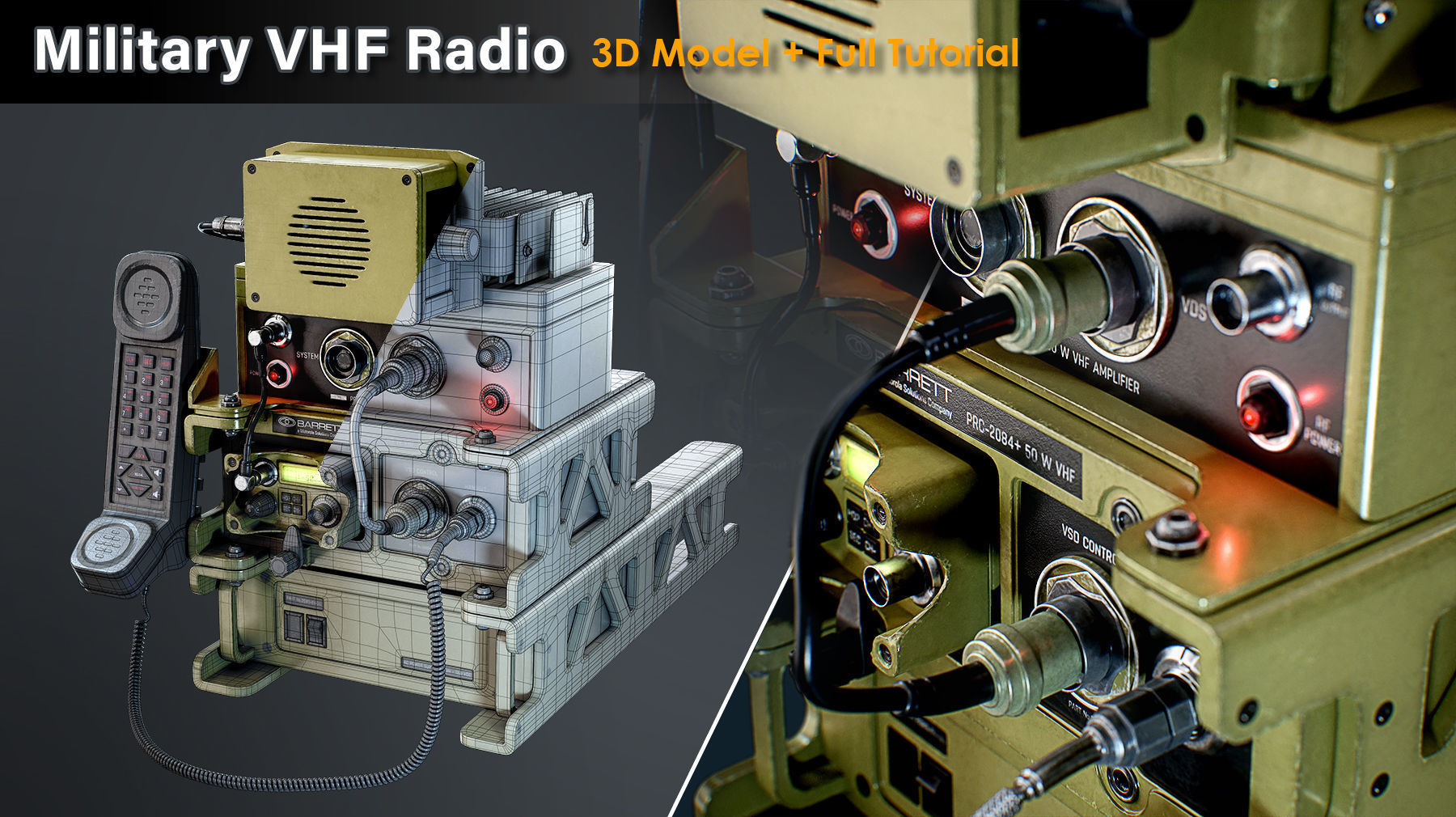 Military VHF Radio Low-poly 3D model_3