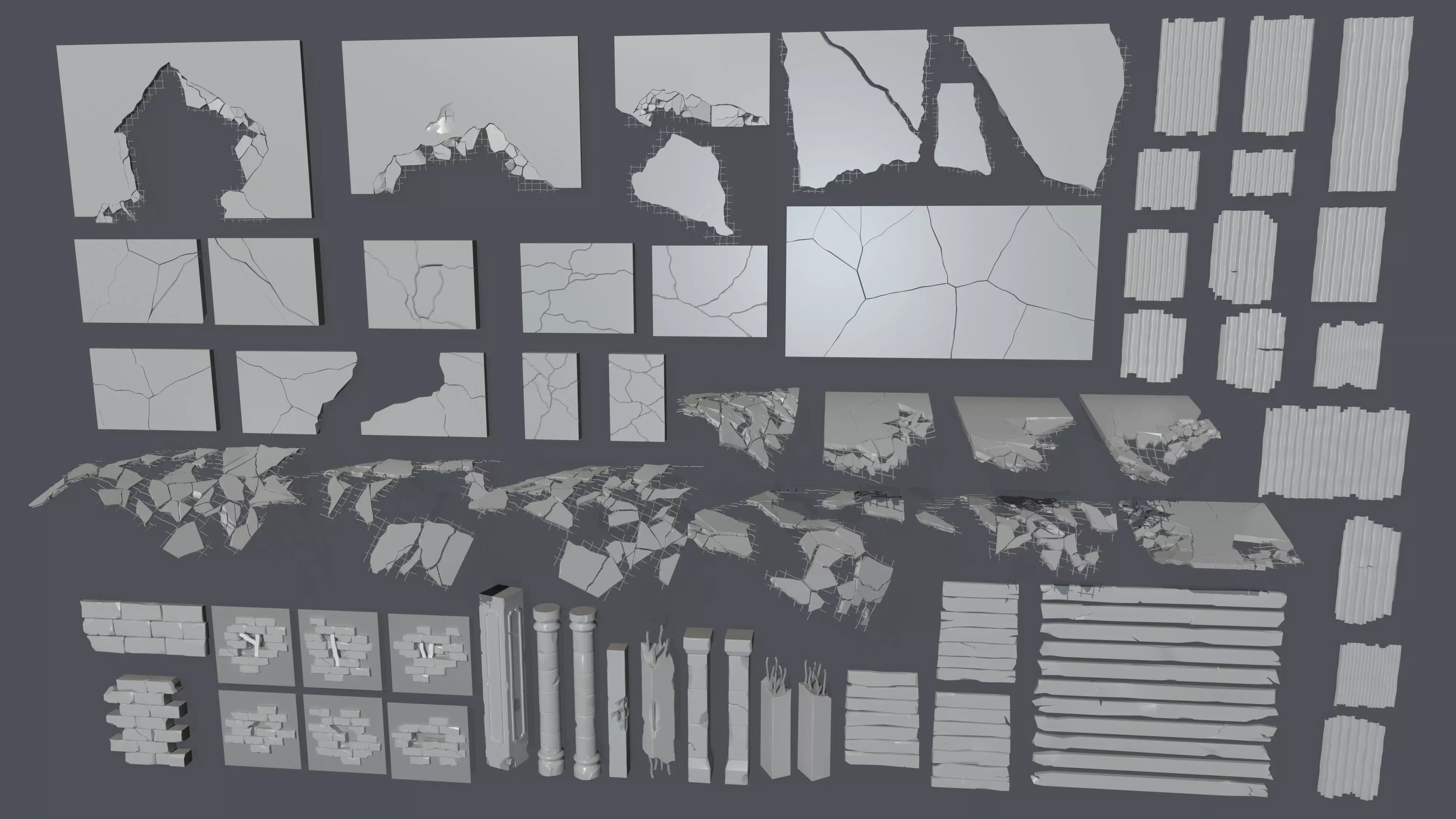 Ruins Kitbash Collection - 96 pieces  3D model_0