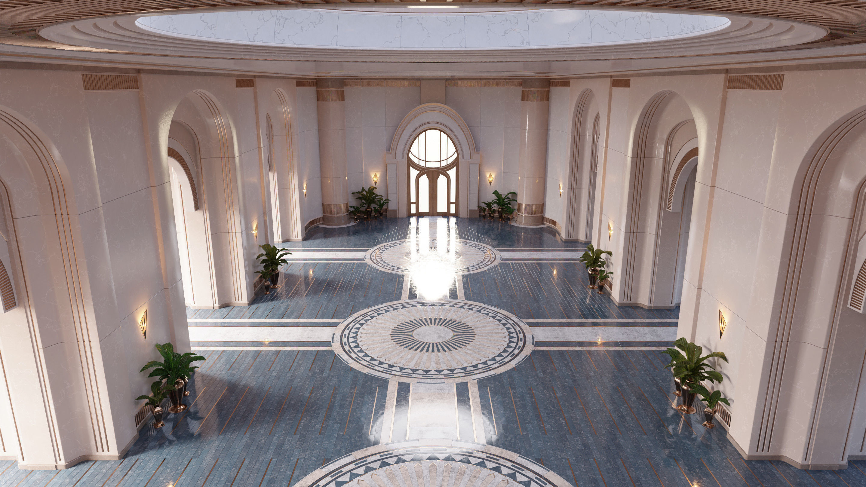 Classic Art Deco Hall 3D model | CGTrader