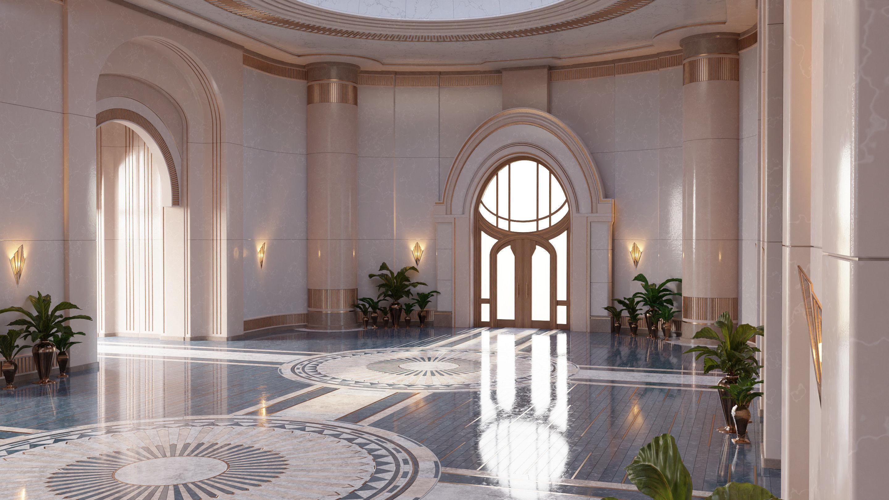 Classic Art Deco Hall 3D model | CGTrader