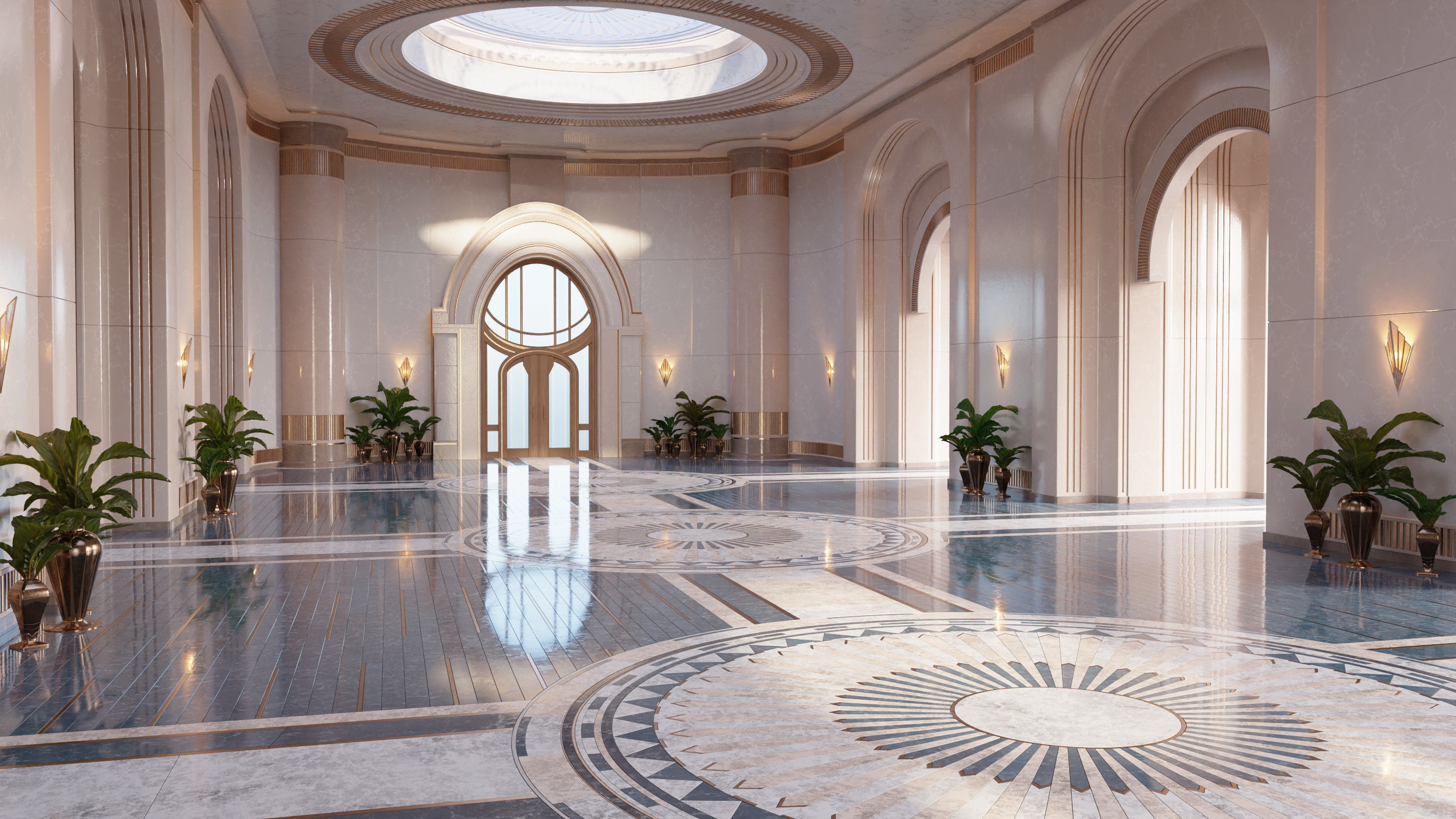 Classic Art Deco Hall 3D model | CGTrader