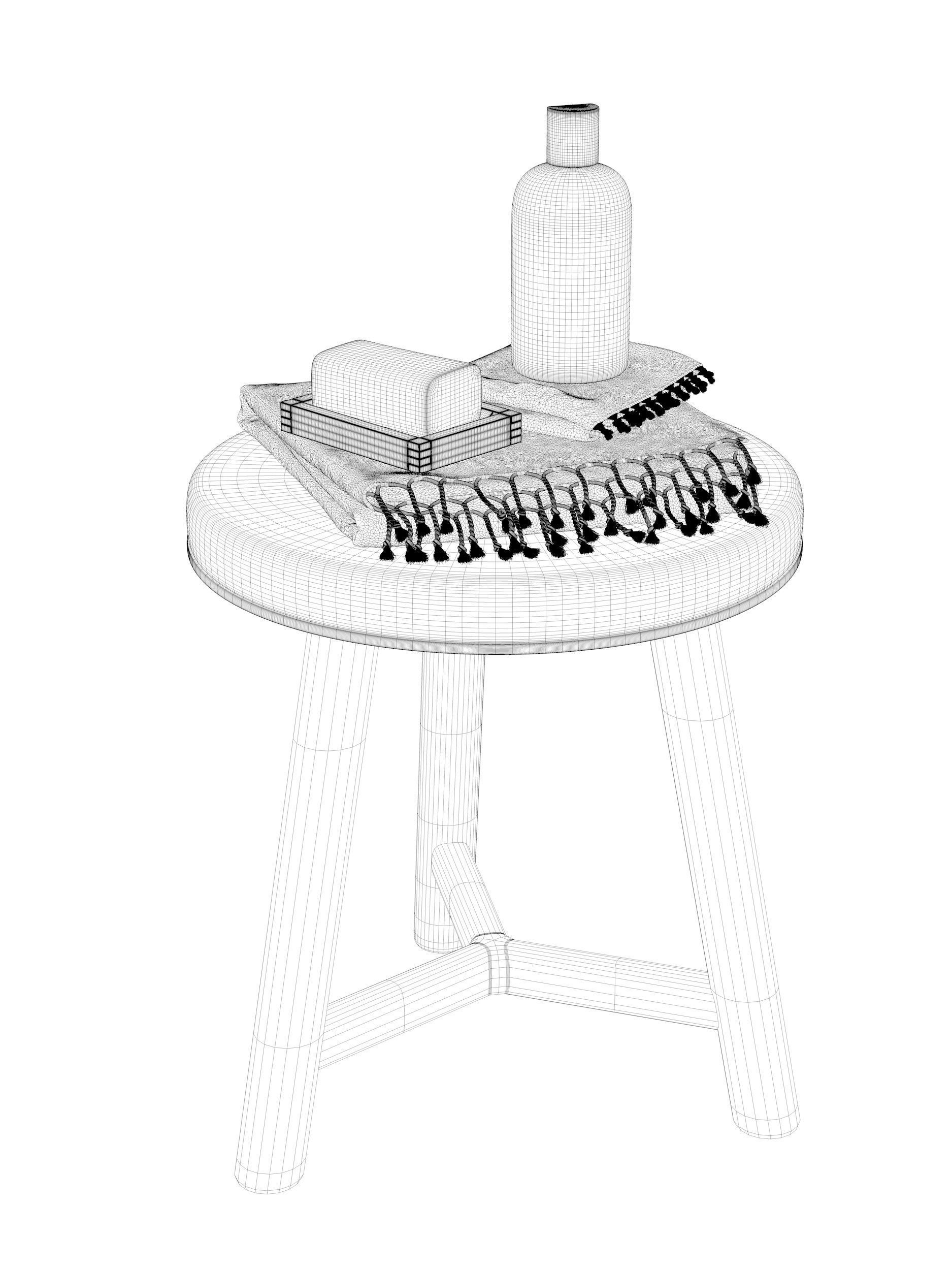 Stool with Body Care Products 2 3D model_3