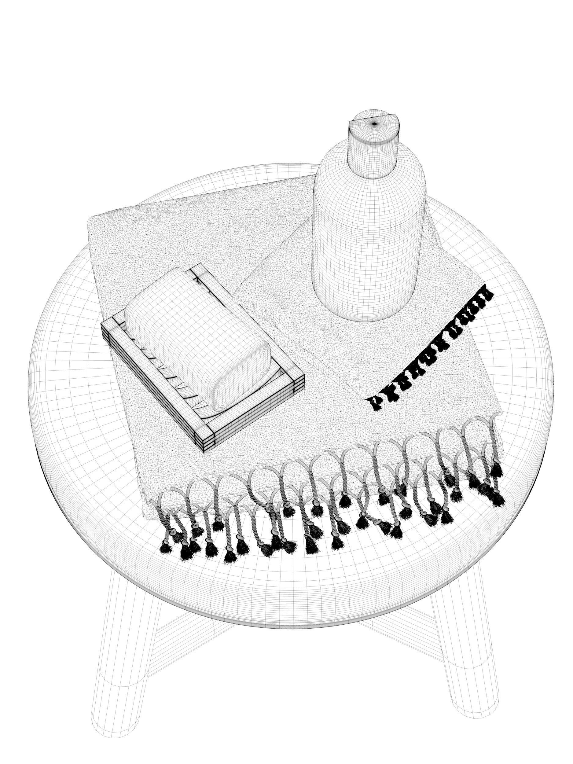 Stool with Body Care Products 2 3D model_4