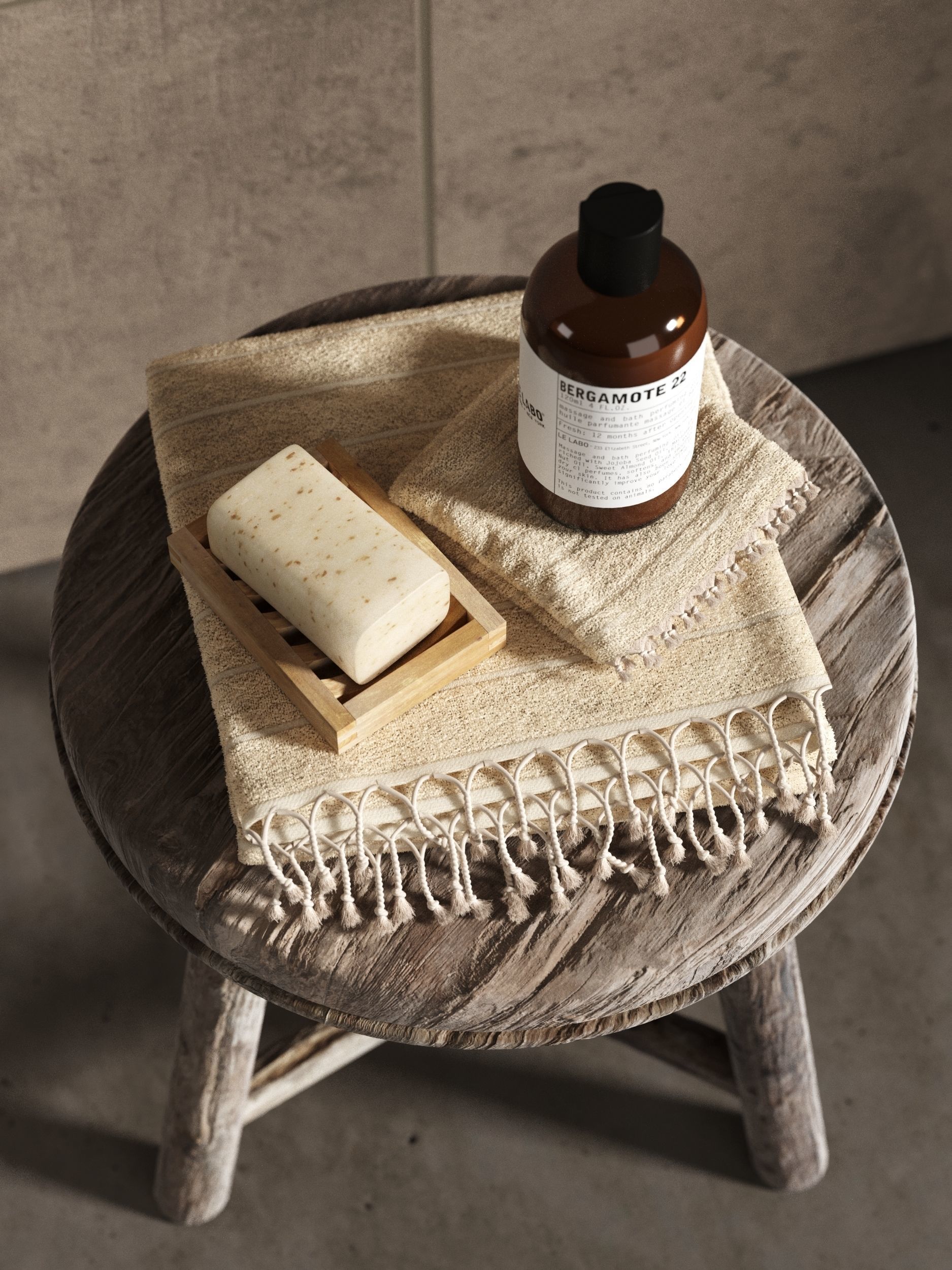 Stool with Body Care Products 2 3D model_2