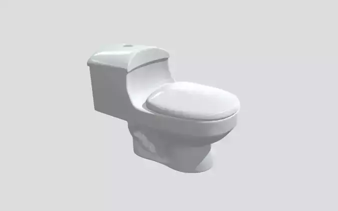 White Curve One Piece Toilet WC Low-poly 3D model
