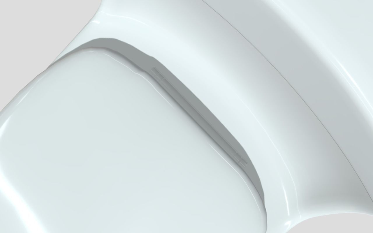 White Curve One Piece Toilet WC Low-poly 3D model_6