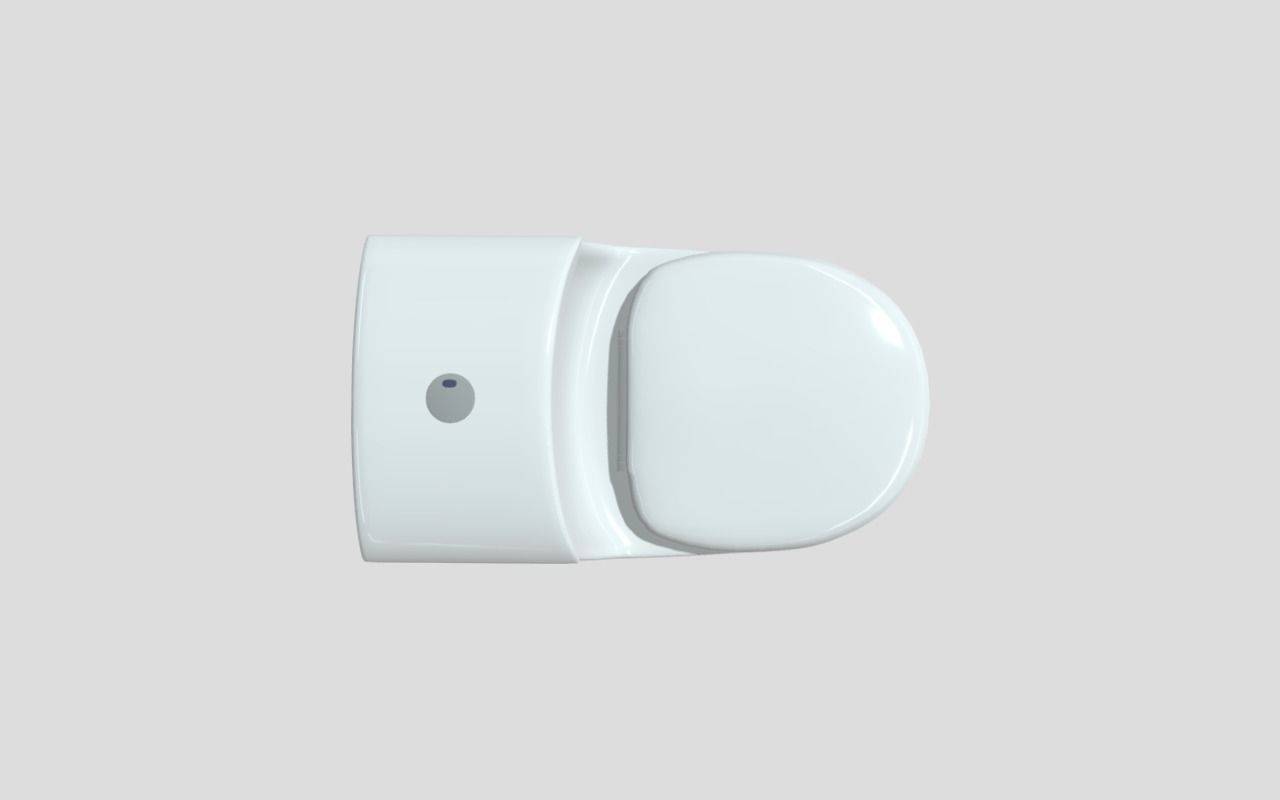 White Curve One Piece Toilet WC Low-poly 3D model_3