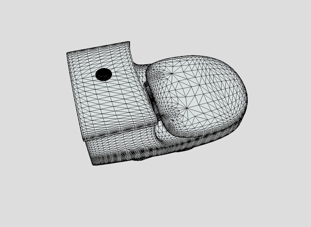 White Curve One Piece Toilet WC Low-poly 3D model_8